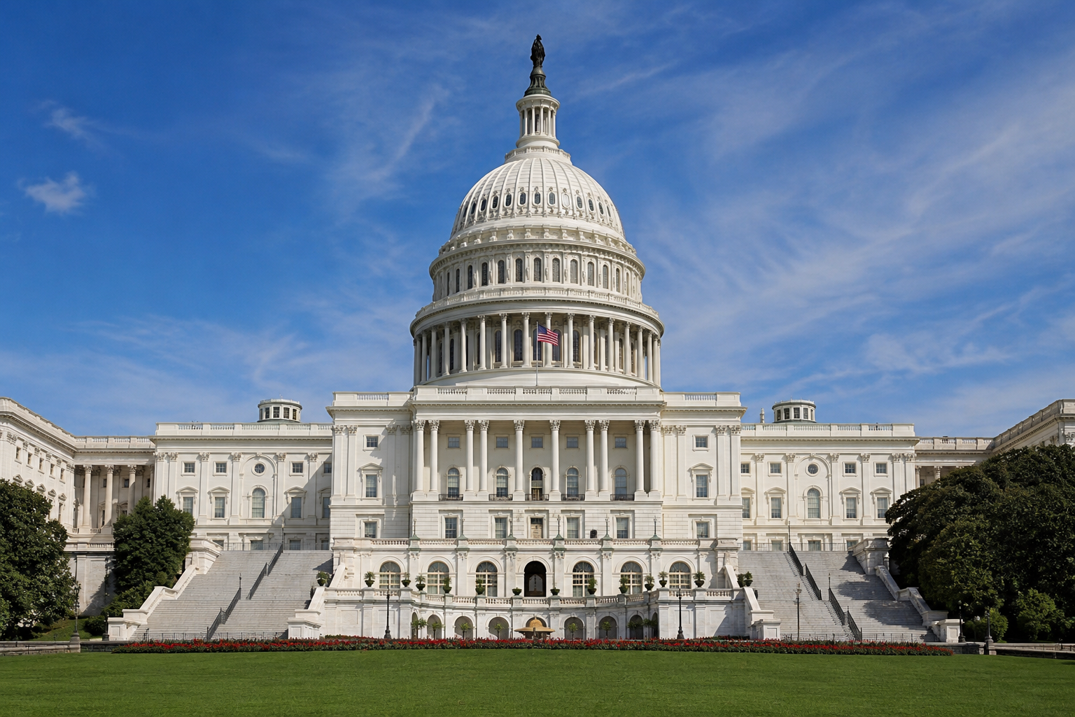 The U.S. Capitol at sunrise.